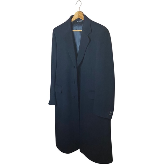 Vintage Pierre Cardin Coat Men's Black Wool Winter Longcoat 1970s
